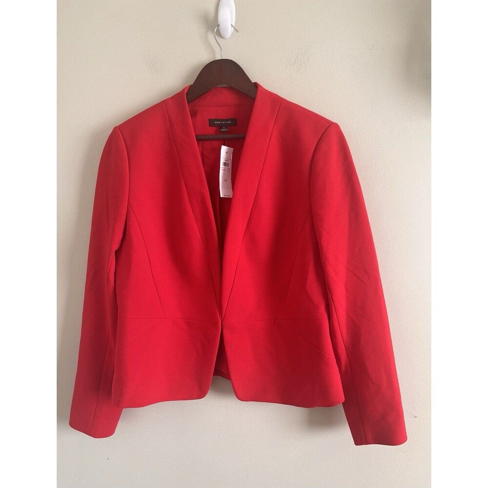 NWT Ann Taylor Love Gingham Red Blazer Jacket Suit Size 14 Valentines Holiday